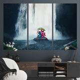 32259-MGV-CV-36X24-Stitch Angel Wall Art Canvas Print, Framed Stitch Waterfall Art Picture Print, Cartoon Couple Perfect Moody Fantasy Decor Artwork