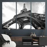 40006-MGV-CV-36X24-Eiffel Tower Wall Art – Black and White Architectural Photo Print, Paris Inspired Decor for Bedroom, Office, Studio or Modern