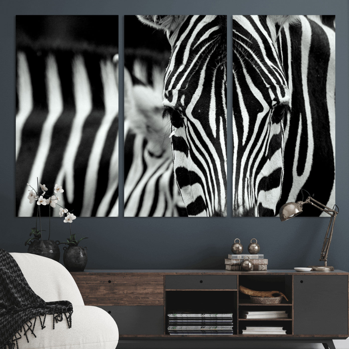 43631-MGV-CV-36X24-Black and White Zebra Wall Art – Modern Animal Print Canvas Artwork for Living Room, Bedroom, or Office Decor