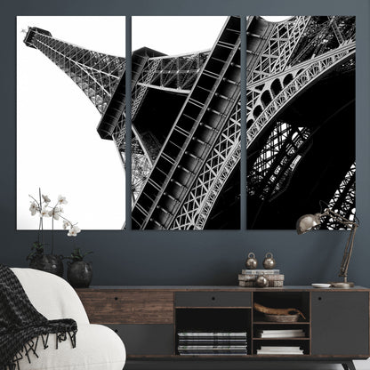 89033-MGV-CV-36X24-Eiffel Tower Wall Art – Dramatic Black and White Architectural Canvas Print, Modern Paris Decor for Office, Living Room or