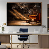 92305-MGV-FC-36X24_Walnut-Whiskey & Cigar Wall Art – Moody Whiskey and Cigar Canvas Print, Sophisticated Bar or Home Lounge Decor for Office, Man Cave or