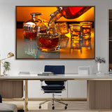 18250-MGV-FC-36X24_Walnut-Whiskey Pour Wall Art – Captivating Whiskey Splash Canvas Print, Elegant Bar or Home Lounge Decor for Office, Man Cave or Living