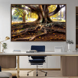 53335-MGV-CV-36X24-Majestic Tree with Sprawling Roots Wall Art – Serene Sunlit Park Scene, Nature Canvas Print, Perfect for Living Room, Office or