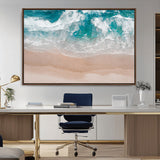 39236-MGV-CV-36X24-Ocean Beach Wall Art – Aerial View of Waves and Sand Canvas Print, Coastal Home Decor for Living Room, Bedroom, Office or Beach
