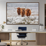 10396-MGV-CV-36X24-Highland Cattle Wall Art – Rustic Winter Landscape Canvas Print, Farmhouse Decor for Living Room, Office, Cabin or Country Home