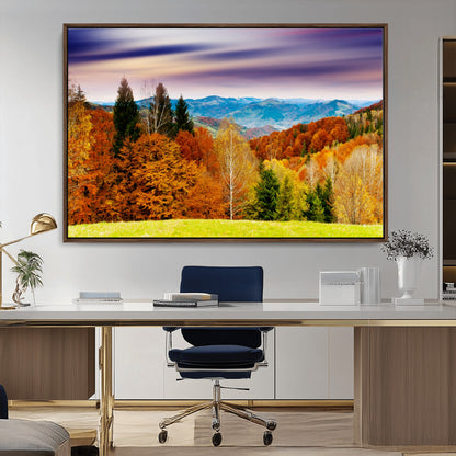 58007-MGV-CV-36X24-Autumn Mountain Landscape Wall Art – Stunning Fall Forest Canvas Print, Cozy Nature Decor for Home or Office