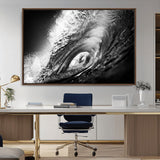 22702-MGV-CV-36X24-Black and White Ocean Wave Wall Art – Powerful Surf Curl Photography Canvas Print, Modern Coastal Decor for Living Room, Office or