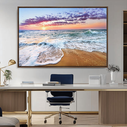 44120-MGV-CV-36X24-Ocean Sunset Wall Art – Beach Landscape Canvas Print, Serene Coastal Decor for Living Room, Office or Bedroom
