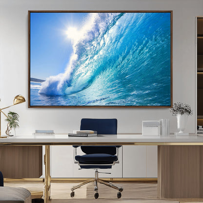 37494-MGV-CV-36X24-Ocean Wave Canvas Art – Stunning Blue Wave Photography, Coastal Wall Decor for Living Room, Bedroom or Office