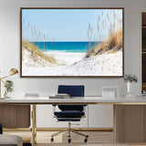 58498-MGV-CV-36X24-White Sandy Beach Wall Art – Panoramic Coastal Canvas Print, Ocean View Decor for Living Room, Bedroom, Office, Relaxing Seaside