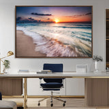 99906-MGV-CV-36X24-Morning Tide Canvas Print – Soft Sunrise Ocean Waves Wall Art, Coastal Serenity Decor for Home & Office