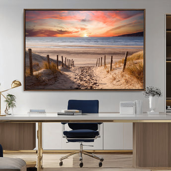 78111-MGV-CV-36X24-Sunset Pathway Wall Art – Panoramic Coastal Canvas Print, Tranquil Beach Decor for Living Room, Office or Bedroom