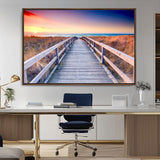 60625-MGV-CV-36X24-Beach Boardwalk Sunrise Wall Art – Coastal Pathway to Ocean Canvas Print, Seaside Landscape Decor for Home or Office