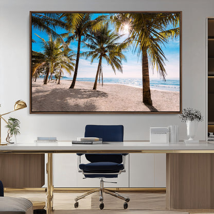 98175-MGV-CV-36X24-Tropical Palm Beach Wall Art – Relaxing Ocean Shore Canvas Print with Palm Trees, Coastal Summer Decor for Living Room, Bedroom or