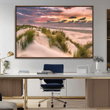 60570-MGV-CV-36X24-Beach Sunset Wall Art – Coastal Sand Dunes and Ocean Horizon Canvas Print, Tranquil Seascape Photography Decor for Living Room or