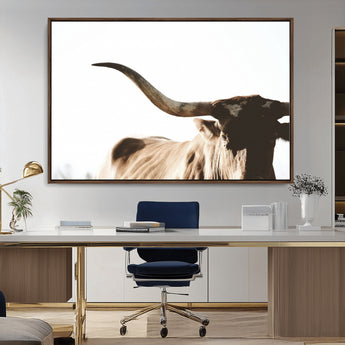 35866-MGV-CV-36X24-Texas Longhorn Wall Art – Rustic Western Bull Canvas Print, Farmhouse Animal Photography Decor for Living Room, Office, or Ranch