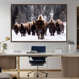 66871-MGV-CV-36X24-Bison Herd Wall Art – Wildlife Buffalo Canvas Print, Rustic Western Nature Photography Decor for Living Room, Office, Cabin, or