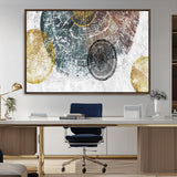 70653-MGV-CV-36X24-Abstract Tree Ring Wall Art – Modern Rustic Wood Slice Canvas Print with Gold Accents, Contemporary Nature Decor for Living Room,