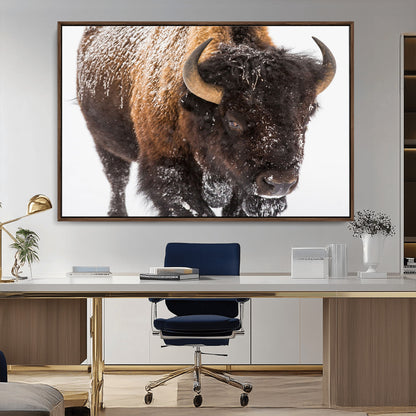 65605-MGV-CV-36X24-Snow Bison Wall Art – Close Up Buffalo Canvas Print, Rustic Western Wildlife Photography, Farmhouse Cabin Lodge Decor for Living