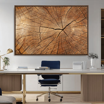 61710-MGV-CV-36X24-Tree Rings Wall Art – Rustic Wood Grain Canvas Print of Tree Trunk Cross Section, Nature Inspired Decor for Cabin, Office, Living