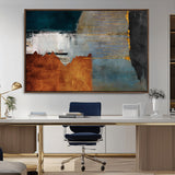 35026-MGV-CV-36X24-Abstract Canvas Wall Art – Modern Teal, Rust, Black and Gold Textured Painting, Contemporary Decor for Living Room, Bedroom or