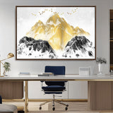 37733-MGV-CV-36X24-Golden Mountain Wall Art – Modern Abstract Landscape Canvas Print with Birds, Luxury Nature Decor for Living Room, Bedroom, or