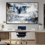 59716-MGV-CV-36X24-Abstract Blue and Gold Wall Art – Modern Textured Canvas Print, Contemporary Painting for Living Room, Bedroom, or Office Decor