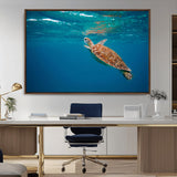 91440-MGV-CV-36X24-Sea Turtle Wall Art – Ocean Turtle Canvas Print, Underwater Marine Life Decor for Living Room, Office, Beach House or Bathroom