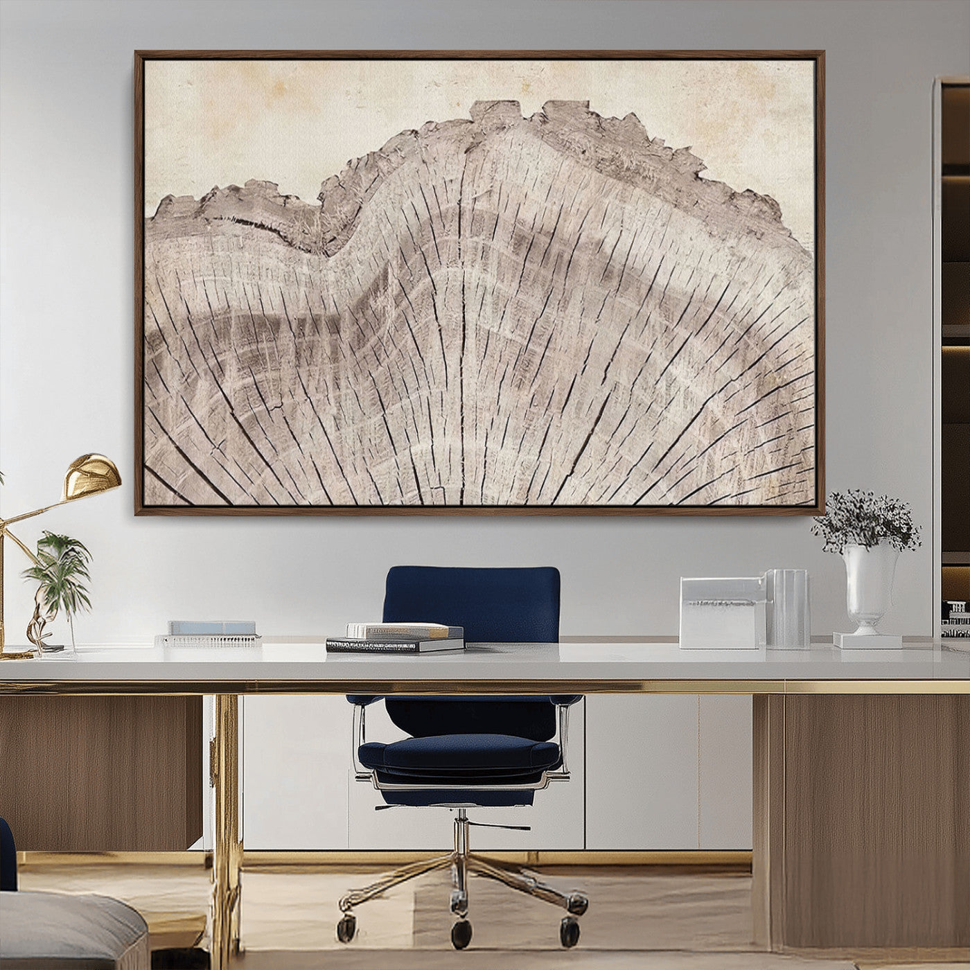 67528-MGV-CV-36X24-Wood Ring Wall Art Canvas Print, Framed Tree Ring Art Picture Print, Rustic Tree Ring Perfect Neutral Boho Decor Artwork