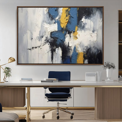 63850-MGV-CV-36X24-Abstract Blue and Yellow Wall Art – Modern Textured Canvas Painting, Bold Contemporary Artwork for Living Room, Bedroom or Office