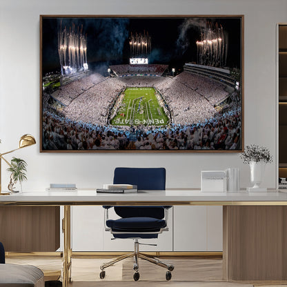 11391-MGV-CV-36X24-Penn State Stadium Wall Art – Panoramic White Out Football Game Canvas Print, College Sports Decor for Office, Man Cave, or Living