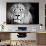 94453-MGV-CV-36X24-Lion Portrait Wall Art – Black and White King of the Jungle Canvas Print, Safari Wildlife Decor for Office, Bedroom, or Living