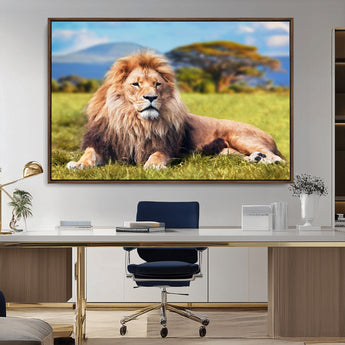 67826-MGV-CV-36X24-Majestic Lion Wall Art – King of the Jungle Canvas Print, Safari Wildlife Decor for Living Room, Office, or Man Cave