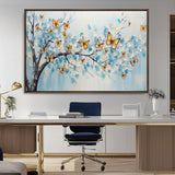59455-MGV-CV-36X24-Butterfly Tree Branch Wall Art – Blue and Yellow Abstract Canvas Print, Modern Nature Artwork for Living Room, Bedroom or Office
