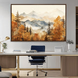 72950-MGV-CV-36X24-Autumn Mountain Forest Wall Art – Golden Fall Landscape Canvas Print, Nature-Inspired Home Decor for Living Room, Bedroom or