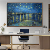 94605-MGV-CV-36X24-Starry Night Over the Rhone Wall Art – Vincent van Gogh Canvas Print, Famous Impressionist Painting for Living Room, Office