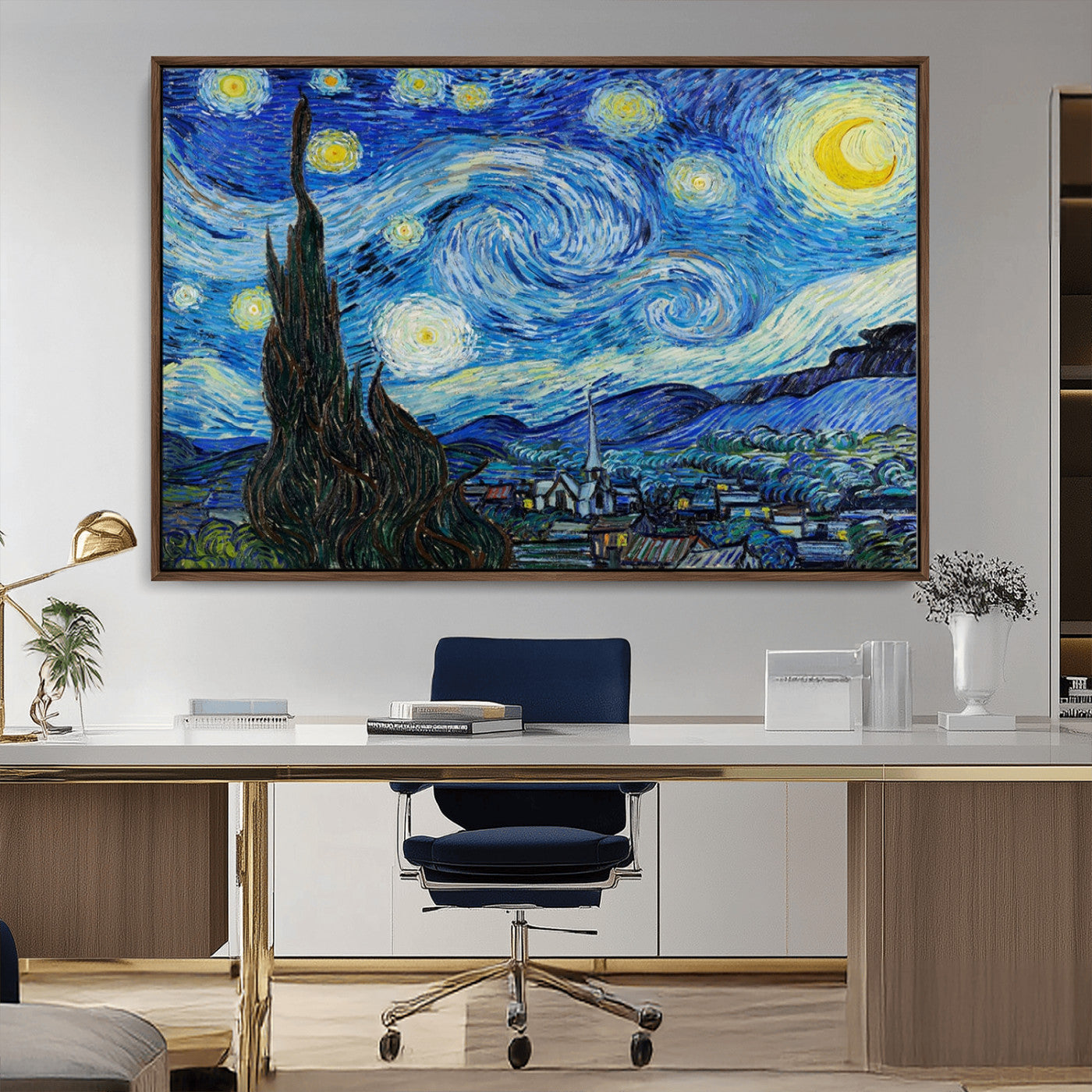 39177-MGV-CV-36X24-Starry Night Wall Art – Vincent van Gogh Famous Painting Canvas Print, Timeless Starry Sky Decor for Living Room, Bedroom or