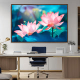 32559-MGV-CV-36X24-Lotus Flower Wall Art – Pink Water Lily Canvas Print, Tranquil Nature Decor for Living Room, Bedroom or Meditation Space
