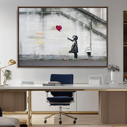50559-MGV-CV-36X24-Banksy Girl with Balloon Wall Art – Famous Street Graffiti Canvas Print, Modern Urban Artwork for Living Room, Bedroom or Office