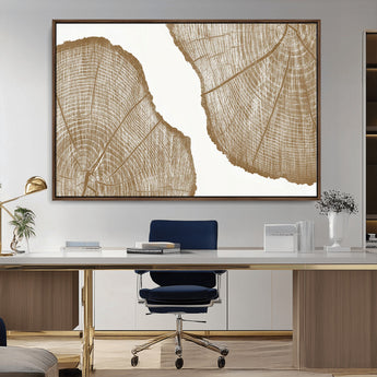 99692-MGV-CV-36X24-Tree Ring Linocut Wall Art Canvas Print, Framed Wood Cut Art Picture Print, Tree Rings Perfect Minimalist Rustic Decor Artwork