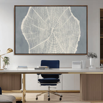 25547-MGV-CV-36X24-Tree Ring Wall Art Canvas Print, Framed Linocut Tree Ring Art Picture Print, Wood Texture Perfect Minimalist Farmhouse Decor