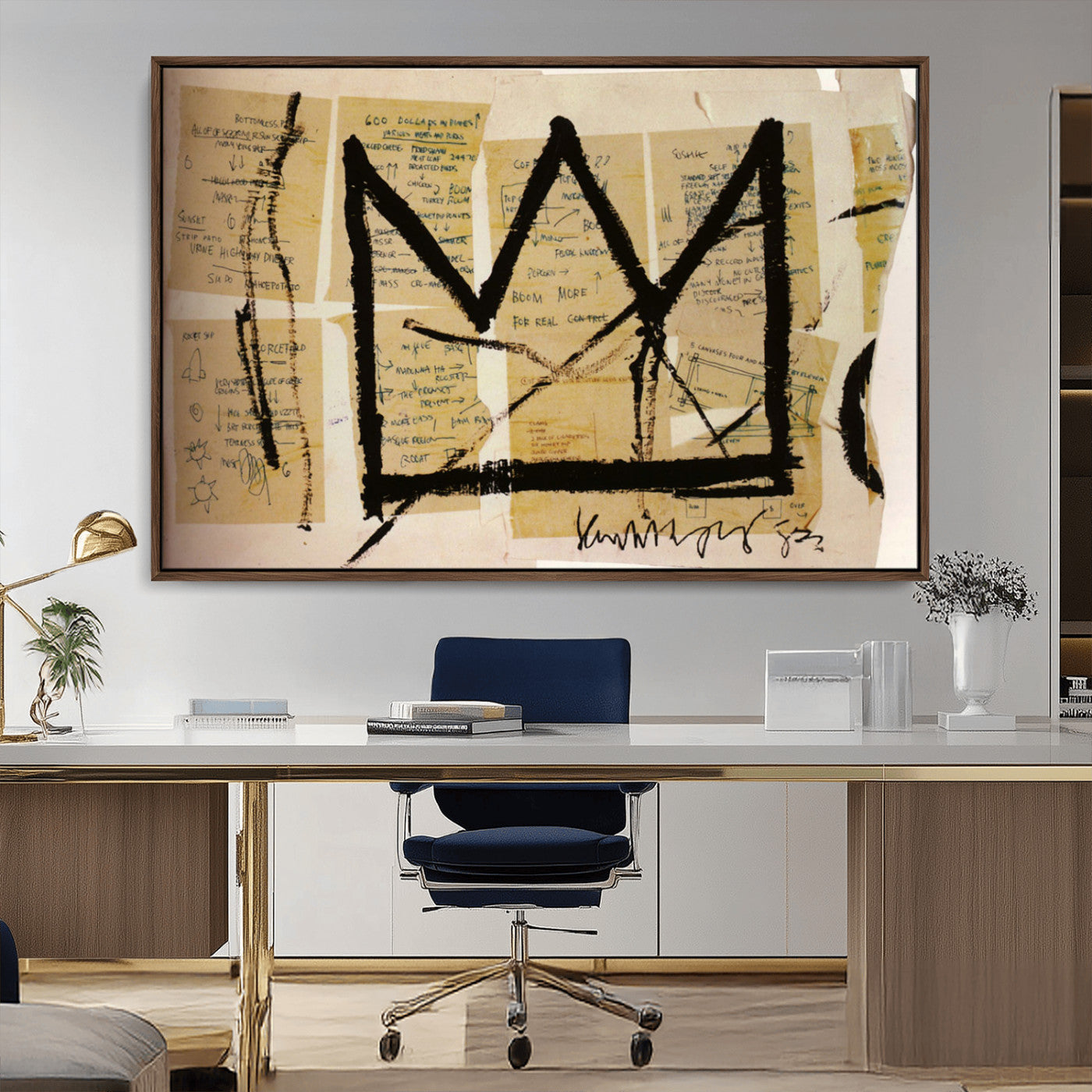 37215-MGV-CV-36X24-Abstract Crown Wall Art – Urban Graffiti Style Canvas Print Modern Street Art Design, Bold Contemporary Decor for Living Room,