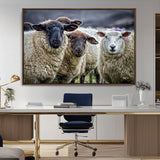 18418-MGV-CV-36X24-Sheep Wall Art Canvas Print, Framed Farmhouse Sheep Art Picture Print, Sheep Herd Perfect Rustic Farmhouse Decor Artwork