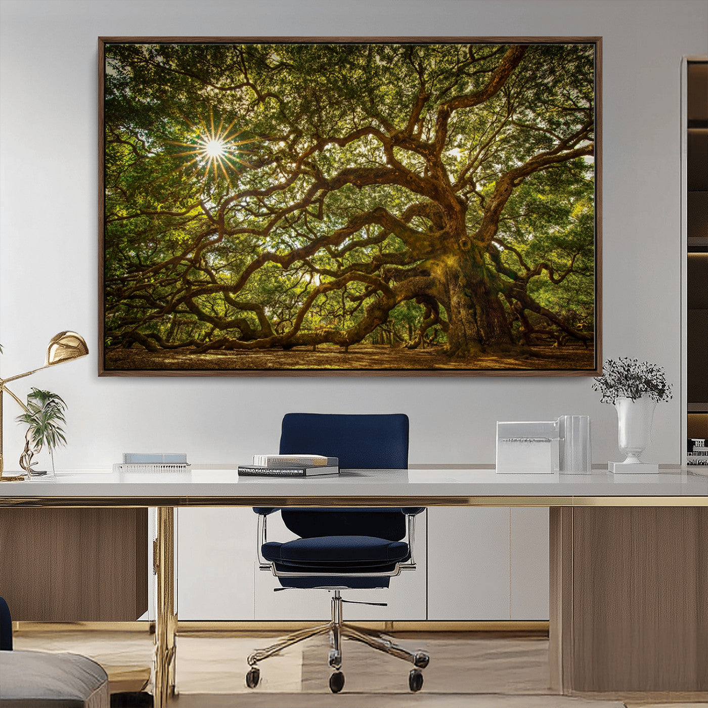 57983-MGV-CV-36X24-Angel Oak Tree Wall Art Canvas Print, Framed Oak Tree Art Picture Print, Angel Oak Perfect Rustic Nature Decor Artwork