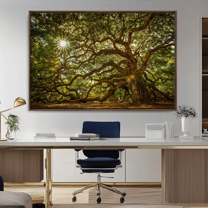 57983-MGV-CV-36X24-Angel Oak Tree Wall Art Canvas Print, Framed Oak Tree Art Picture Print, Angel Oak Perfect Rustic Nature Decor Artwork