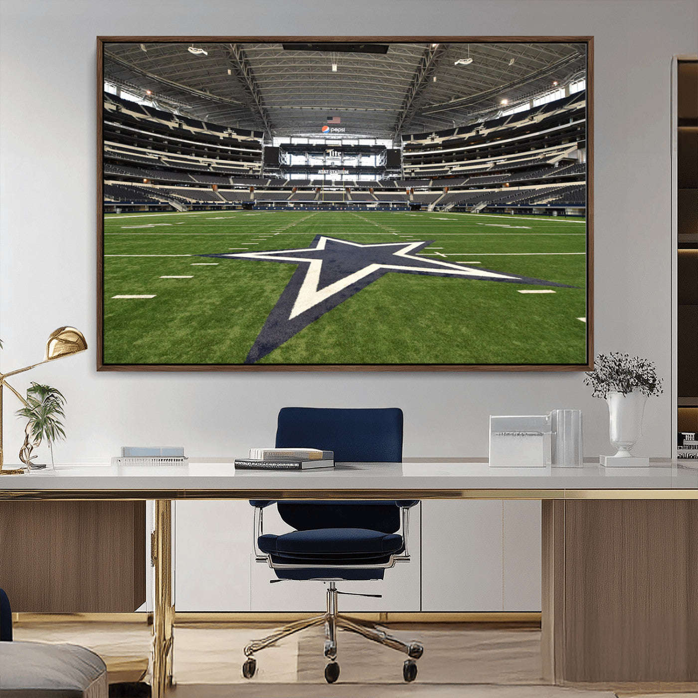 14834-MGV-CV-36X24-Dallas Att Stadium Wall Art Canvas Print, Framed Texas NFL Stadium Art Picture Print, American Football Stadium Perfect Sports