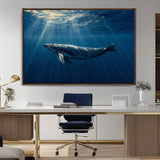 18052-MGV-CV-36X24-Whale Wall Art – Majestic Ocean Canvas Print Marine Life Underwater Sunlight Scene, Nautical Coastal Decor for Living Room,