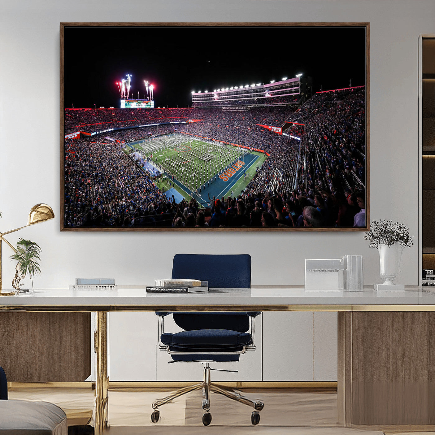 46899-MGV-CV-36X24-Ben Hill Griffin Stadium Wall Art Canvas Print, Framed Football Stadium Art Picture Print, Florida Football Stadium Perfect Sport