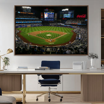 25148-MGV-CV-36X24-Baseball Stadium Wall Art – Canvas Print Night Game Packed Crowd Bright Lights Sports Photography, Dynamic Decor for Game Room,