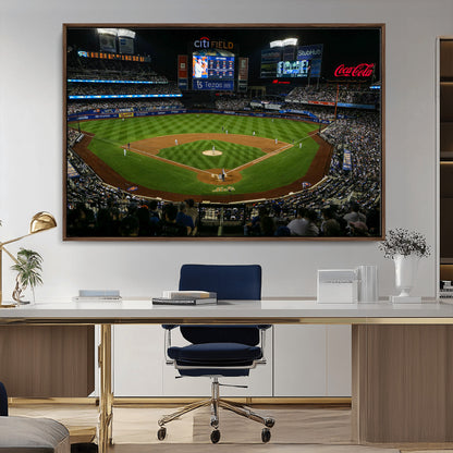 25148-MGV-CV-36X24-Baseball Stadium Wall Art – Canvas Print Night Game Packed Crowd Bright Lights Sports Photography, Dynamic Decor for Game Room,